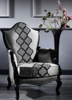 Casa Padrino Luxus Barock Sessel Silber / Grau / Schwarz 79 x 75 x H. 115 cm - Barockstil Wohnzimmer Sessel - Barock Möbel