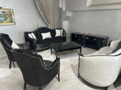 Casa Padrino Luxus Barock Sessel Schwarz / Gold - Prunkvolle Barockstil Möbel