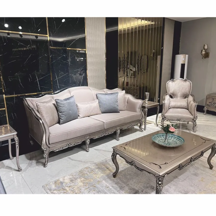 Casa Padrino Luxus Barock Sessel mit Kissen Silber H. 113 cm - Barockstil Wohnzimmer Möbel