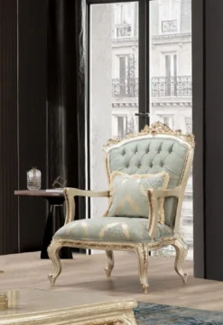 Casa Padrino Luxus Barock Sessel Grün / Antik Gold - Prunkvoller Wohnzimmer Sessel mit elegantem Muster - Barock Wohnzimmer Möbel