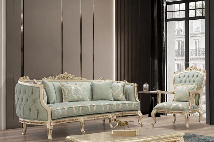 Casa Padrino Luxus Barock Sessel Grün / Antik Gold - Prunkvoller Wohnzimmer Sessel mit elegantem Muster - Barock Wohnzimmer Möbel