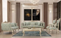 Casa Padrino Luxus Barock Sessel Grün / Antik Gold - Prunkvoller Wohnzimmer Sessel mit elegantem Muster - Barock Wohnzimmer Möbel