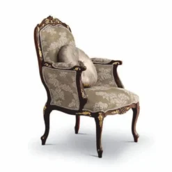 Casa Padrino Luxus Barock Sessel Grau / Dunkelbraun / Gold - Made in Italy