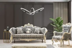 Casa Padrino Luxus Barock Sessel Grau / Antik Weiß / Gold - Prunkvoller Wohnzimmer Sessel mit elegantem Muster - Luxus Wohnzimmer Möbel im Barockstil - Barock Möbel - Barock Einrichtung