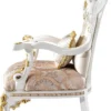 Casa Padrino Luxus Barock Sessel Gold / Silber / Braun / Weiß / Gold - Prunkvoller Wohnzimmer Sessel mit Glitzersteinen - Barockstil Wohnzimmer Möbel - Luxus Möbel im Barockstil - Edel & Prunkvoll