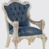 Casa Padrino Luxus Barock Sessel Blau / Creme / Kupfer / Gold 75 x 75 x H. 116 cm - Prunkvoller Wohnzimmer Sessel mit elegantem Muster - Barock Möbel