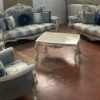 Casa Padrino Luxus Barock Sessel Grau / Mehrfarbig / Weiß / Gold - Handgefertigter Wohnzimmer Sessel mit elegantem Muster - Barock Wohnzimmer Möbel - Edel & Prunkvoll