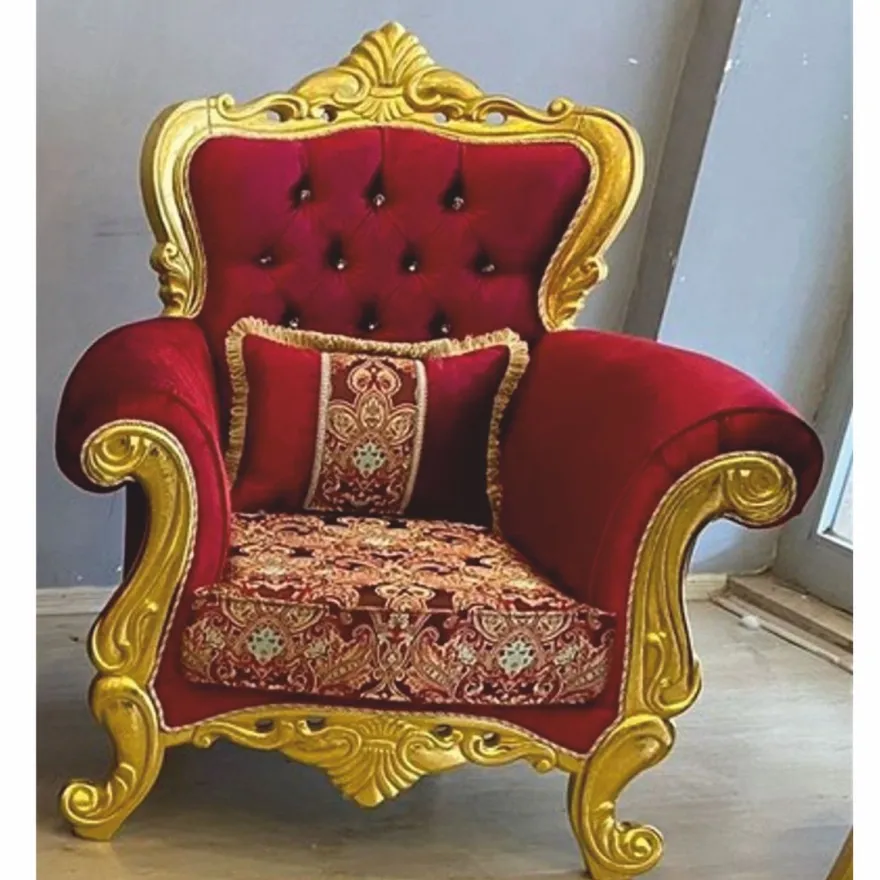 Casa Padrino Luxus Barock Sessel mit Glitzersteinen Bordeauxrot / Gold - Luxus Barockstil Möbel