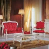 Casa Padrino Luxus Barock Sessel Rot / Weiß / Silber - Handgefertigter Wohnzimmer Sessel - Barock Wohnzimmer Möbel - Luxus Qualität - Made in Italy
