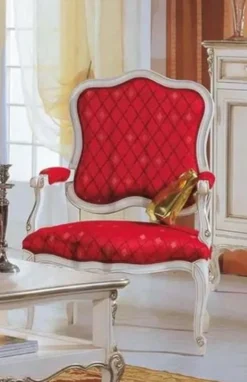Casa Padrino Luxus Barock Sessel Rot / Weiß / Silber - Handgefertigter Wohnzimmer Sessel - Barock Wohnzimmer Möbel - Luxus Qualität - Made in Italy