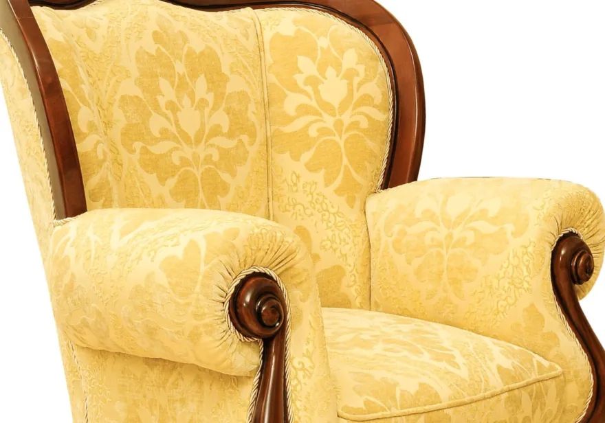 Casa Padrino Luxus Barock Sessel Gelb / Braun - Barockstil Wohnzimmer Möbel
