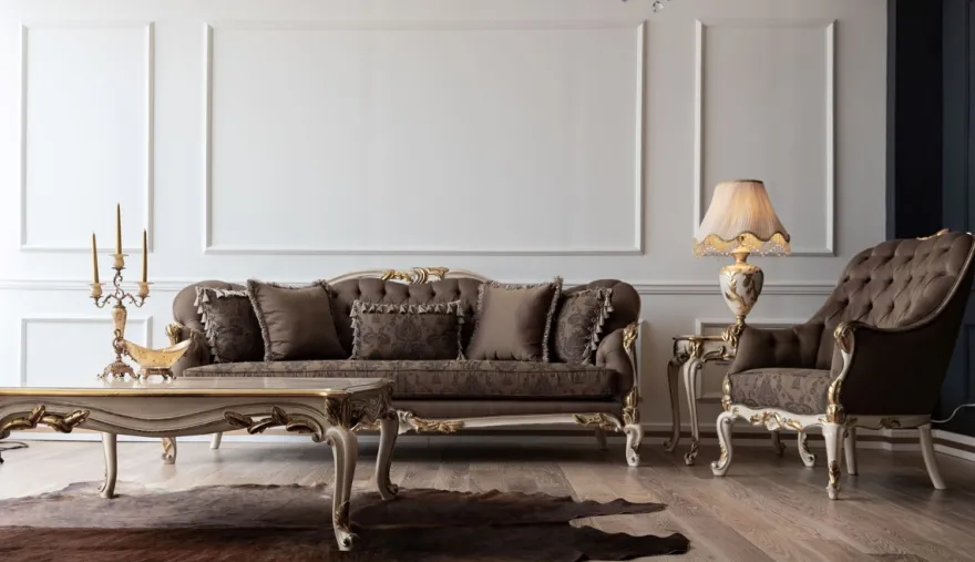Casa Padrino Luxus Barock Sessel Braun / Cremefarben / Weiß / Gold - Eleganter Wohnzimmer Sessel im Barockstil - Barock Wohnzimmer Möbel