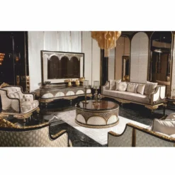 Casa Padrino Luxus Barock Sessel Grau / Braun / Gold - Barock Wohnzimmer & Hotel Sessel - Prunkvolle Barock Möbel