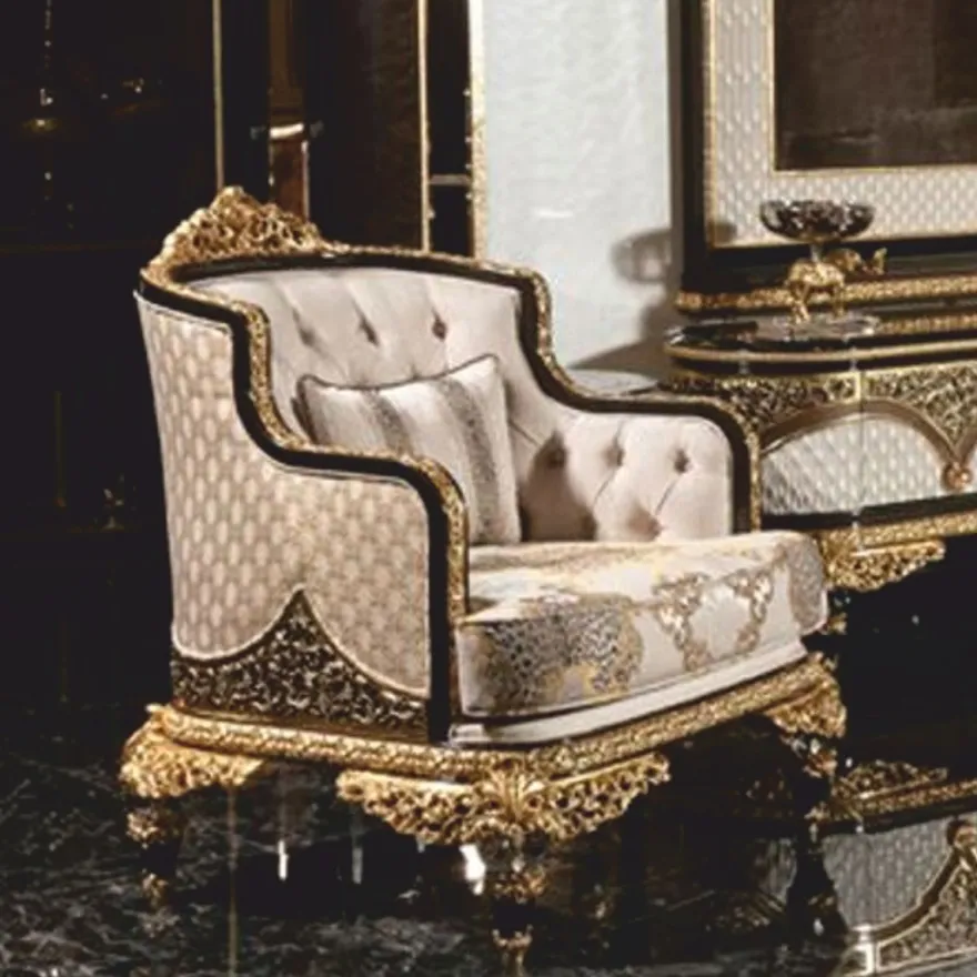 Casa Padrino Luxus Barock Sessel Grau / Braun / Gold - Barock Wohnzimmer & Hotel Sessel - Prunkvolle Barock Möbel