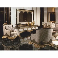 Casa Padrino Luxus Barock Sessel Grau / Braun / Gold - Barock Wohnzimmer & Hotel Sessel - Prunkvolle Barock Möbel