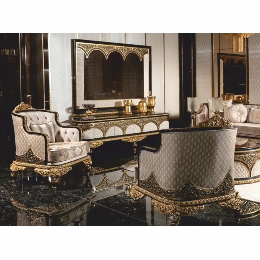 Casa Padrino Luxus Barock Sessel Grau / Braun / Gold - Barock Wohnzimmer & Hotel Sessel - Prunkvolle Barock Möbel
