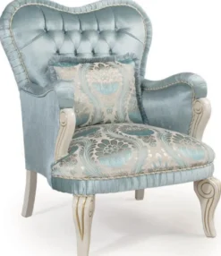 Casa Padrino Luxus Barock Sessel Türkis / Creme / Gold 76 x 82 x H. 104 cm - Wohnzimmer Sessel mit dekorativem Kissen