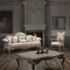Casa Padrino Luxus Barock Sessel mit Glitzersteinen Silber / Creme / Beige 80 x 80 x H. 110 cm - Prunkvoller Wohnzimmer Sessel im Barockstil