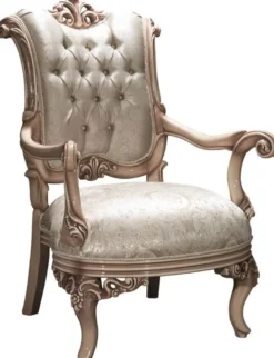 Casa Padrino Luxus Barock Sessel mit Glitzersteinen Silber / Creme / Beige 80 x 80 x H. 110 cm - Prunkvoller Wohnzimmer Sessel im Barockstil
