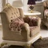 Casa Padrino Luxus Barock Sessel Braun / Bordeauxrot / Weiß / Gold - Prunkvoller Wohnzimmer Sessel mit elegantem Muster - Luxus Wohnzimmer Möbel im Barockstil - Barock Möbel - Barock Einrichtung