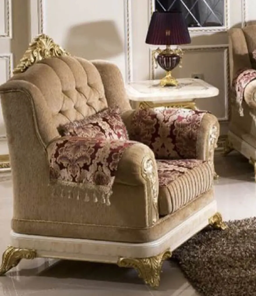 Casa Padrino Luxus Barock Sessel Braun / Bordeauxrot / Weiß / Gold - Prunkvoller Wohnzimmer Sessel mit elegantem Muster - Luxus Wohnzimmer Möbel im Barockstil - Barock Möbel - Barock Einrichtung