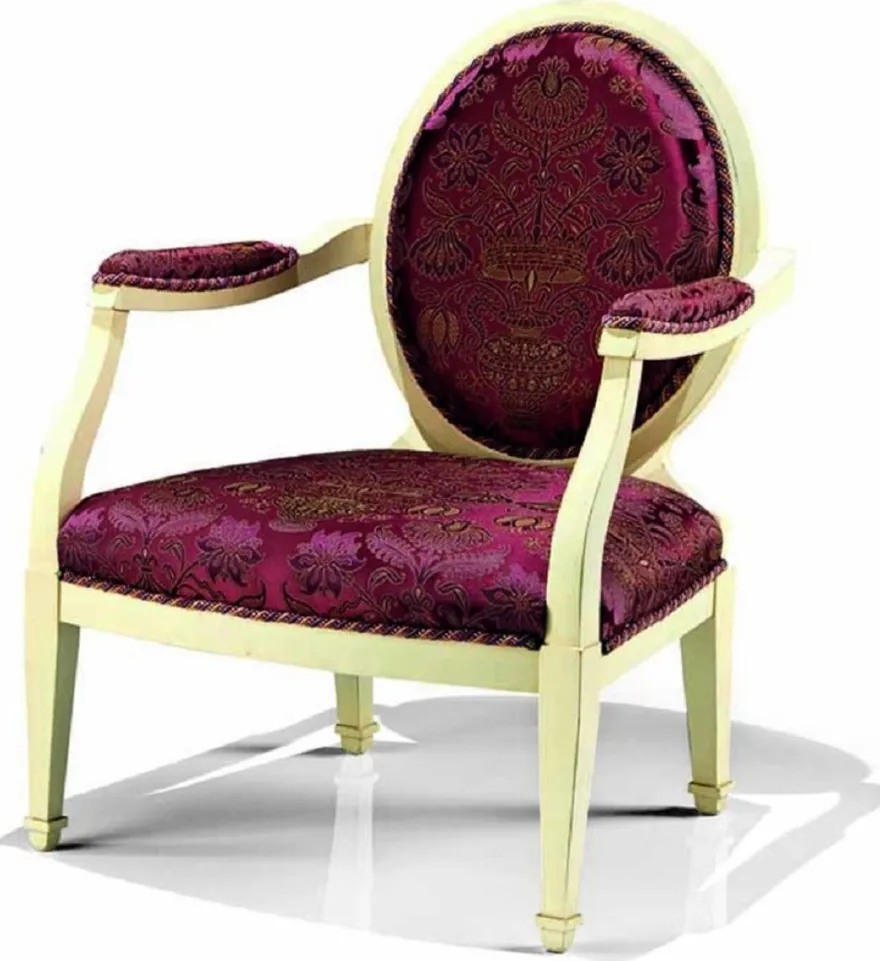 Casa Padrino Luxus Barock Sessel Lila / Elfenbein - Made in Italy