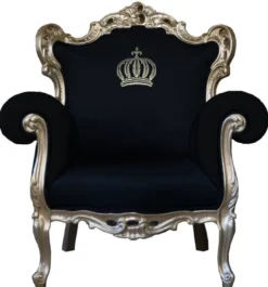 Casa Padrino Luxus Barock Sessel Pompöös von Harald Glööckler in Schwarz und Gold, 95 x 80 x 105 cm