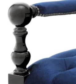 Casa Padrino Luxus Barock Sessel Royalblau / Schwarz Klavierlack - Art Deco Lounge Sessel - 96 x 72 x 82 cm