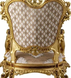 Casa Padrino Luxus Barock Sessel Grau Muster / Braun / Gold - Prunkvoller Wohnzimmer Sessel mit Glitzersteinen - Luxus Wohnzimmer Möbel im Barockstil - Barock Möbel - Edel & Prunkvoll