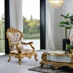 Casa Padrino Luxus Barock Sessel Grau Muster / Braun / Gold - Prunkvoller Wohnzimmer Sessel mit Glitzersteinen - Luxus Wohnzimmer Möbel im Barockstil - Barock Möbel - Edel & Prunkvoll