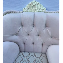 Casa Padrino Luxus Barock Sessel mit Glitzersteinen Rosa / Weiß - Barock Möbel