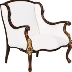 Casa Padrino Luxus Barock Sessel Weiß / Dunkelbraun / Gold - Prunkvoller Wohnzimmer Sessel im Barockstil - Barock Wohnzimmer Möbel - Edel & Prunkvoll