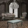 Casa Padrino Luxus Barock Sessel Grau / Grün / Gold 80 x 90 x H. 122 cm - Prunkvoller Wohnzimmer Sessel mit Glitzersteinen - Barock Möbel