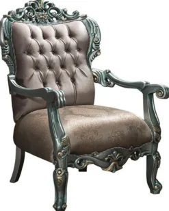 Casa Padrino Luxus Barock Sessel Grau / Grün / Gold 80 x 90 x H. 122 cm - Prunkvoller Wohnzimmer Sessel mit Glitzersteinen - Barock Möbel