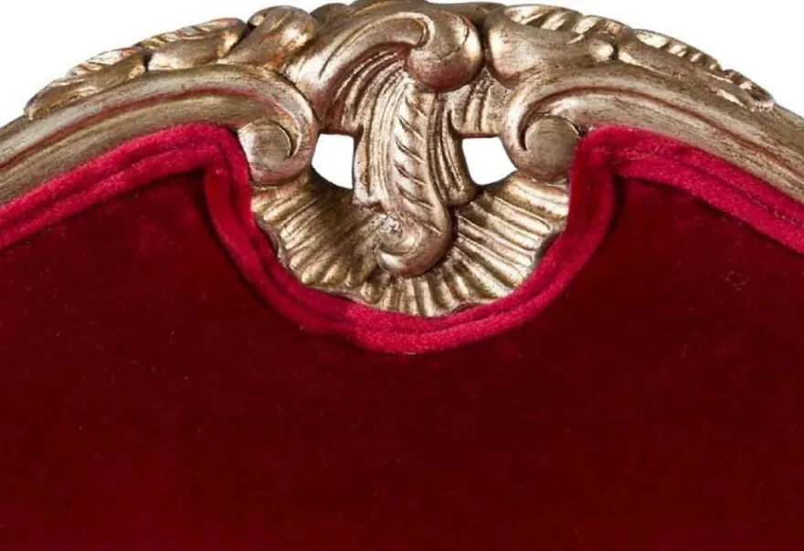 Casa Padrino Luxus Barock Sessel Rot / Antik Gold - Prunkvoller Antik Stil Wohnzimmer Sessel - Barock Wohnzimmer Möbel - Edel & Prunkvoll