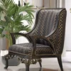 Casa Padrino Luxus Barock Sessel Lila / Grau / Gold - Prunkvoller Wohnzimmer Sessel mit elegantem Muster - Luxus Wohnzimmer Möbel im Barockstil - Barock Möbel - Barock Einrichtung