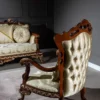 Casa Padrino Luxus Barock Sessel Gold / Braun / Bronze 82 x 72 x H. 123 cm - Wohnzimmer Sessel mit elegantem Muster und dekorativem Kissen - Edle Barock Möbel