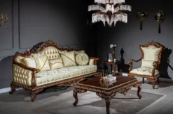 Casa Padrino Luxus Barock Sessel Gold / Braun / Bronze 82 x 72 x H. 123 cm - Wohnzimmer Sessel mit elegantem Muster und dekorativem Kissen - Edle Barock Möbel