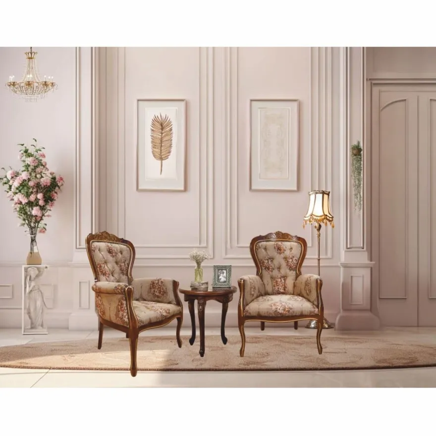 Casa Padrino Luxus Barock Sessel Hellbraun / Dunkelbraun / Gold - Barock Möbel