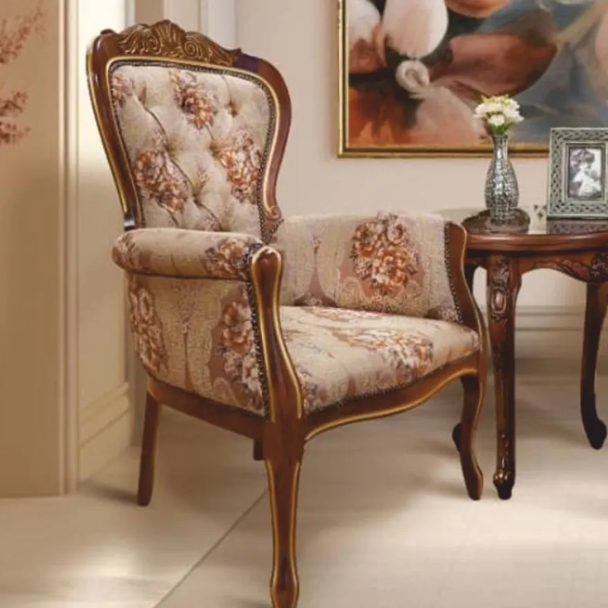 Casa Padrino Luxus Barock Sessel Hellbraun / Dunkelbraun / Gold - Barock Möbel