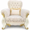 Casa Padrino Luxus Barock Sessel Creme / Gold - Prunkvolle Barock Möbel
