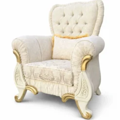 Casa Padrino Luxus Barock Sessel Creme / Gold - Prunkvolle Barock Möbel