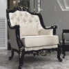 Casa Padrino Luxus Barock Sessel Creme / Schwarz / Gold H. 105 cm - Barock Möbel