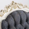Casa Padrino Luxus Barock Sessel Blau / Weiß / Gold - Prunkvoller Wohnzimmer Sessel mit elegantem Muster - Luxus Wohnzimmer Möbel im Barockstil - Barock Möbel - Barock Einrichtung