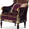 Casa Padrino Luxus Barock Sessel Lila / Braun / Gold - Barockstil Wohnzimmer Sessel mit elegantem Muster - Barock Möbel - Barock Wohnzimmer & Hotel Möbel - Luxus Qualität - Made in Italy