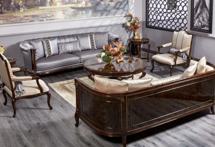Casa Padrino Luxus Barock Sessel Gold / Silber / Dunkelbraun - Prunkvoller Wohnzimmer Sessel - Barockstil Wohnzimmer Möbel - Luxus Möbel im Barockstil - Barock Einrichtung - Edel & Prunkvoll