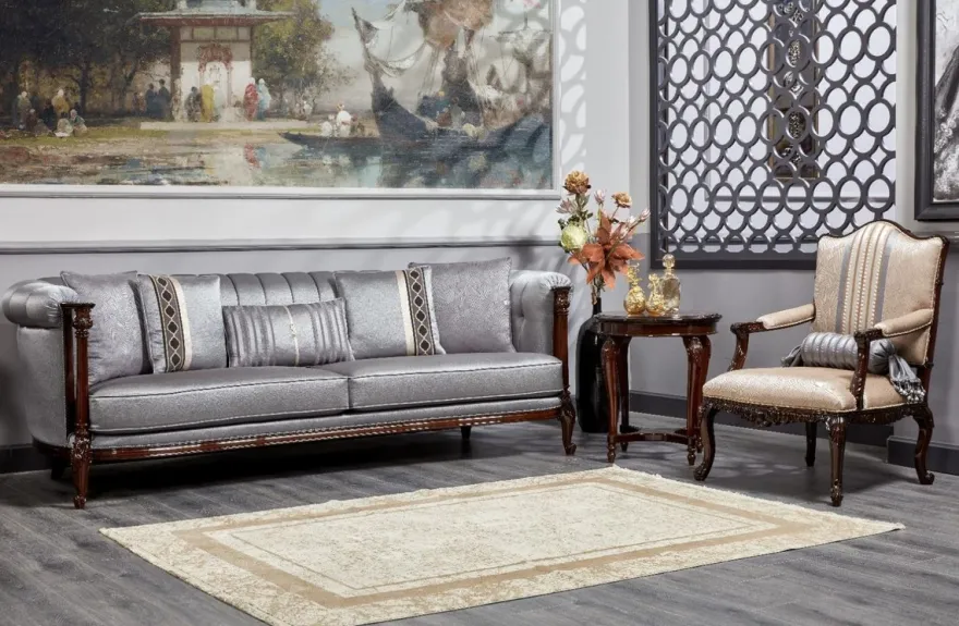 Casa Padrino Luxus Barock Sessel Gold / Silber / Dunkelbraun - Prunkvoller Wohnzimmer Sessel - Barockstil Wohnzimmer Möbel - Luxus Möbel im Barockstil - Barock Einrichtung - Edel & Prunkvoll