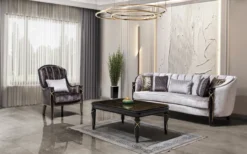 Casa Padrino Luxus Barock Sessel Lila / Schwarz / Gold H. 112 cm