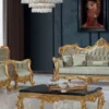 Casa Padrino Luxus Barock Sessel Grün / Gold 100 x 100 x H. 122 cm - Handgefertigter Wohnzimmer Sessel mit elegantem Muster - Barock Wohnzimmer Möbel - Edel & Prunkvoll