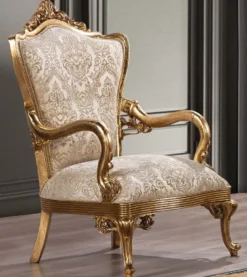 Casa Padrino Luxus Barock Sessel Gold Muster / Antik Gold - Prunkvoller Wohnzimmer Sessel mit elegantem Muster - Luxus Wohnzimmer Möbel im Barockstil - Barock Möbel - Barock Einrichtung